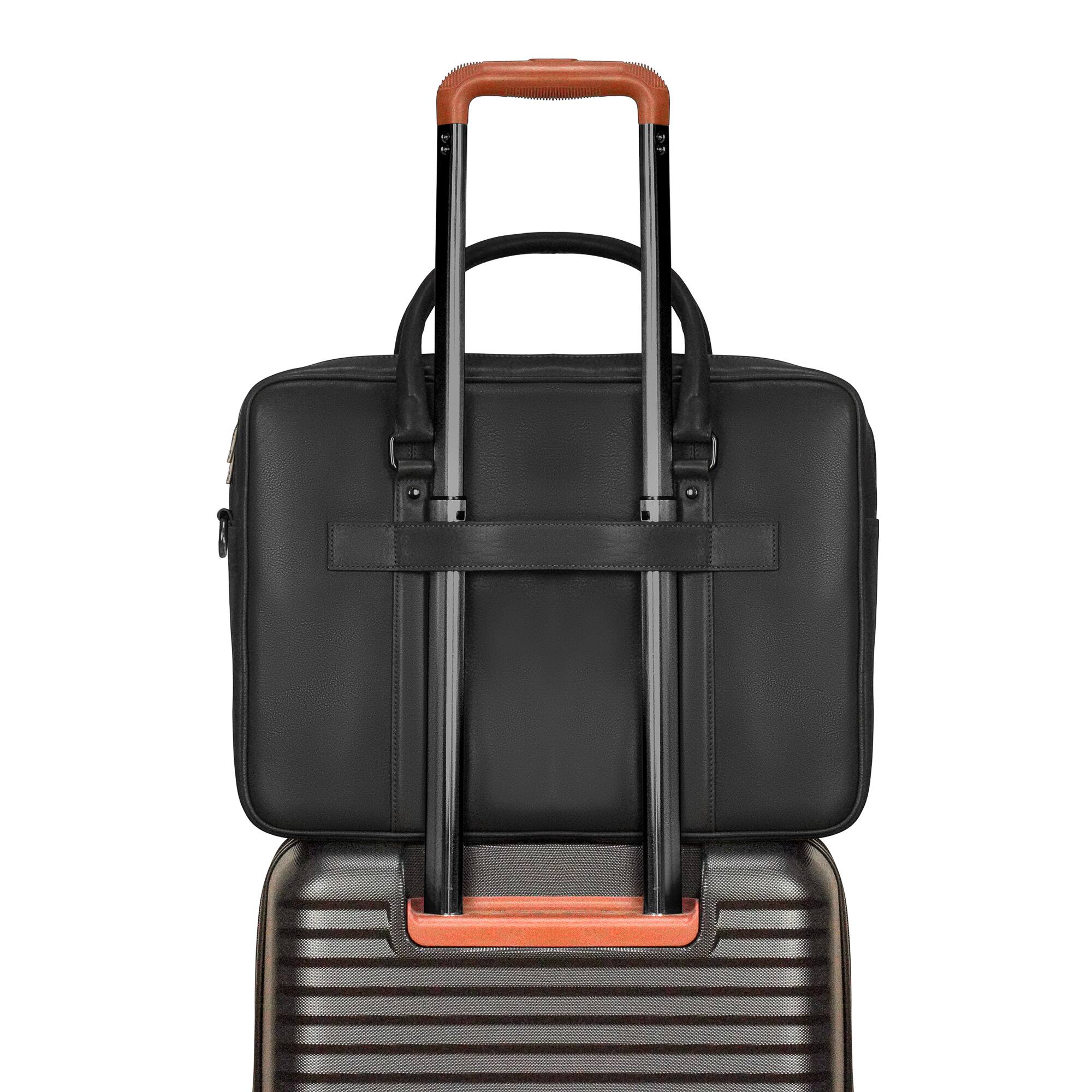 Champs Onyx Collection Leather Laptop Briefcase Black OB-412-BLACK