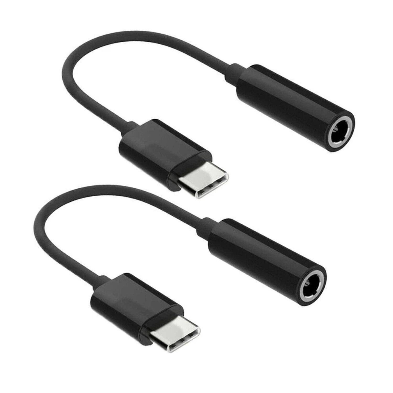 Front. Stock Preferred - 2-Pack USB-C to 3.5mm Headphone Jack Adapter – Type-C Audio Converter for Samsung, iPhone 15, Pixel - Black.