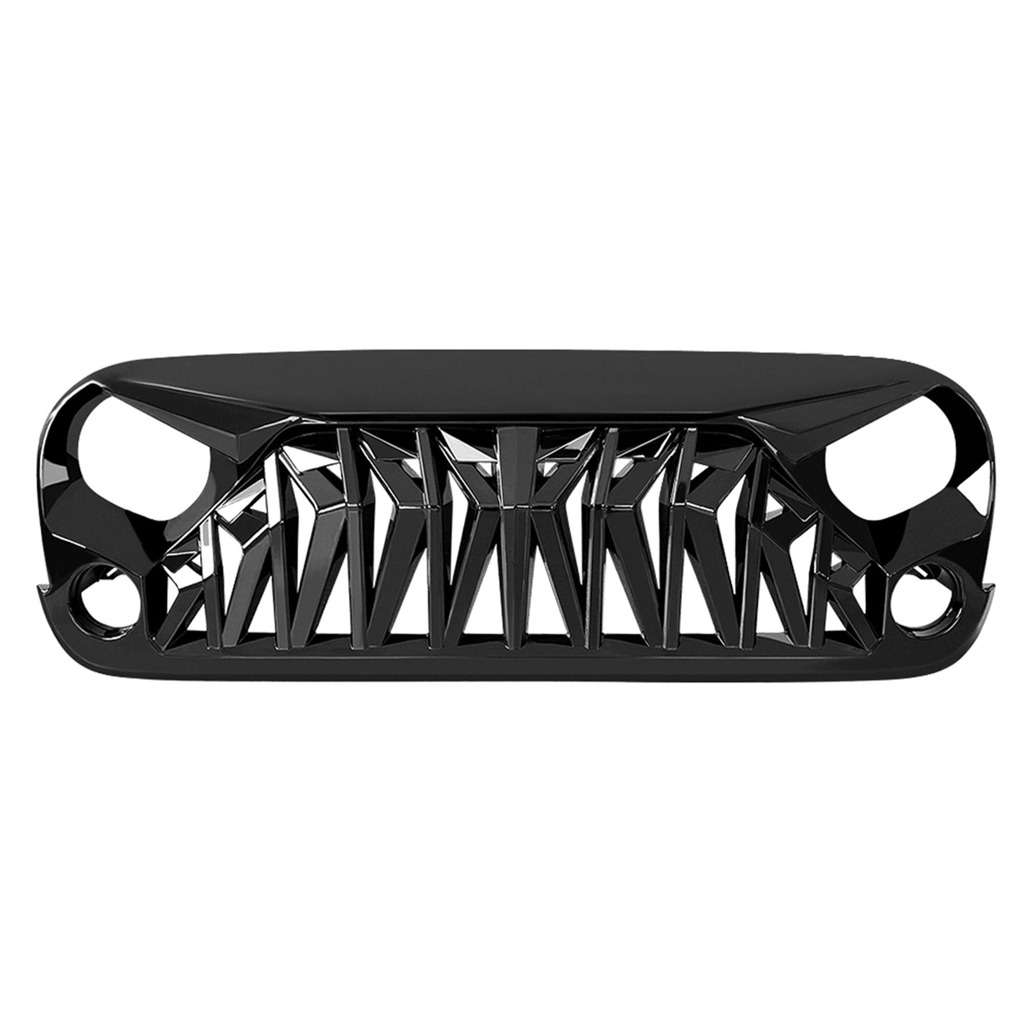 Alt View 8. AMERICAN MODIFIED - AMERICAN MODIFIED Front Shark Grille Compatible with 2007-2018 Wrangler JK/JKU - Glossy Black.