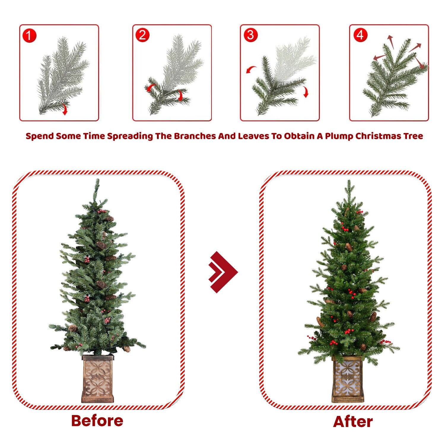 1 2 3 4

Spend Some Time Spreading The Branches And Leaves To Obtain A Plump Christmas Tree

Before

After