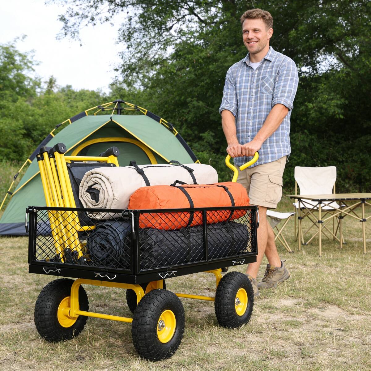 Alt View 7. Loheer - Loheer Heavy Duty Garden Dump Cart with Pneumatic Tires, Metal Utility Wagon, 660 lb Capacity.