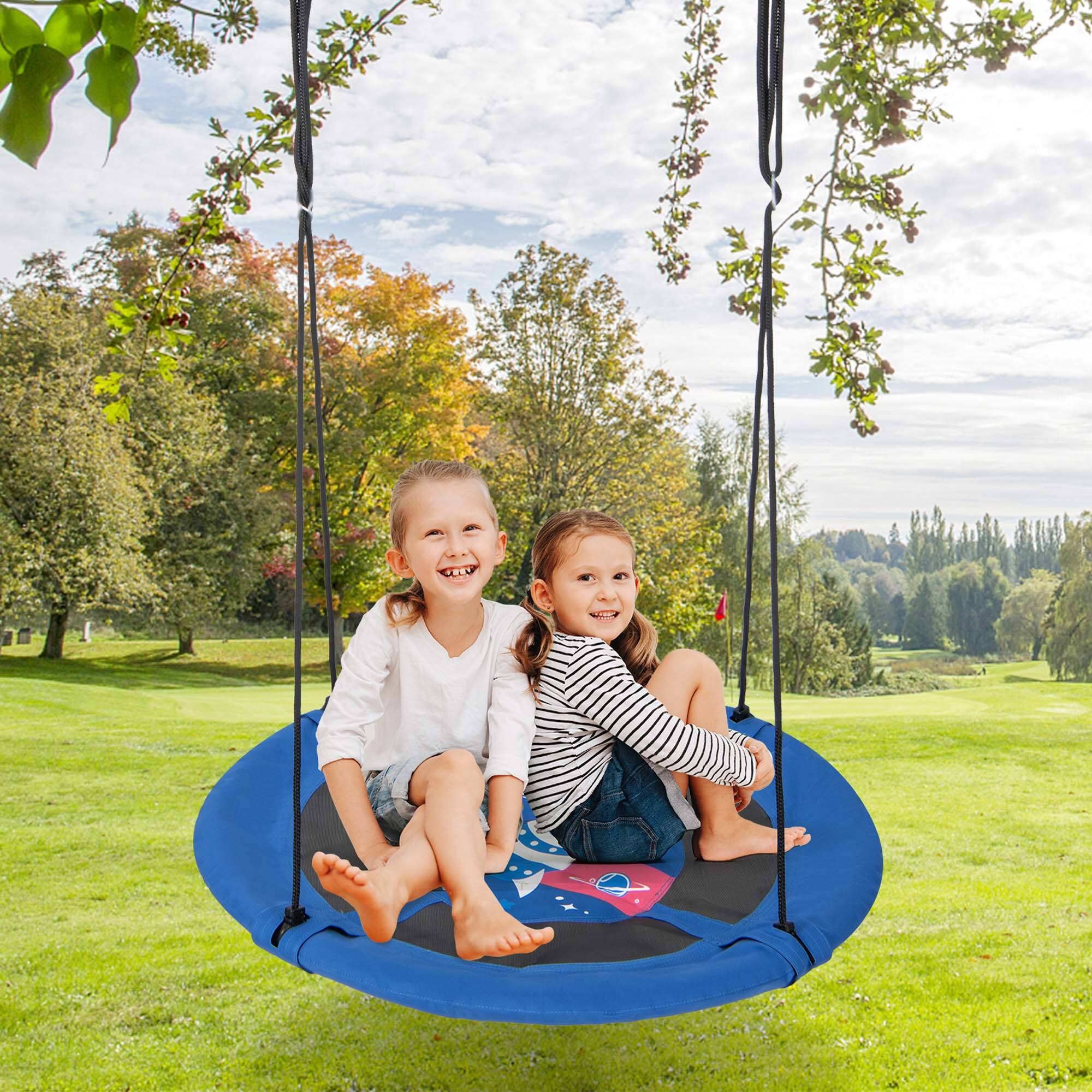 Alt View 3. Costway - Costway 40" Flying Saucer Tree Swing Indoor Outdoor Play Set Swing for Kids - Blue Rocket.
