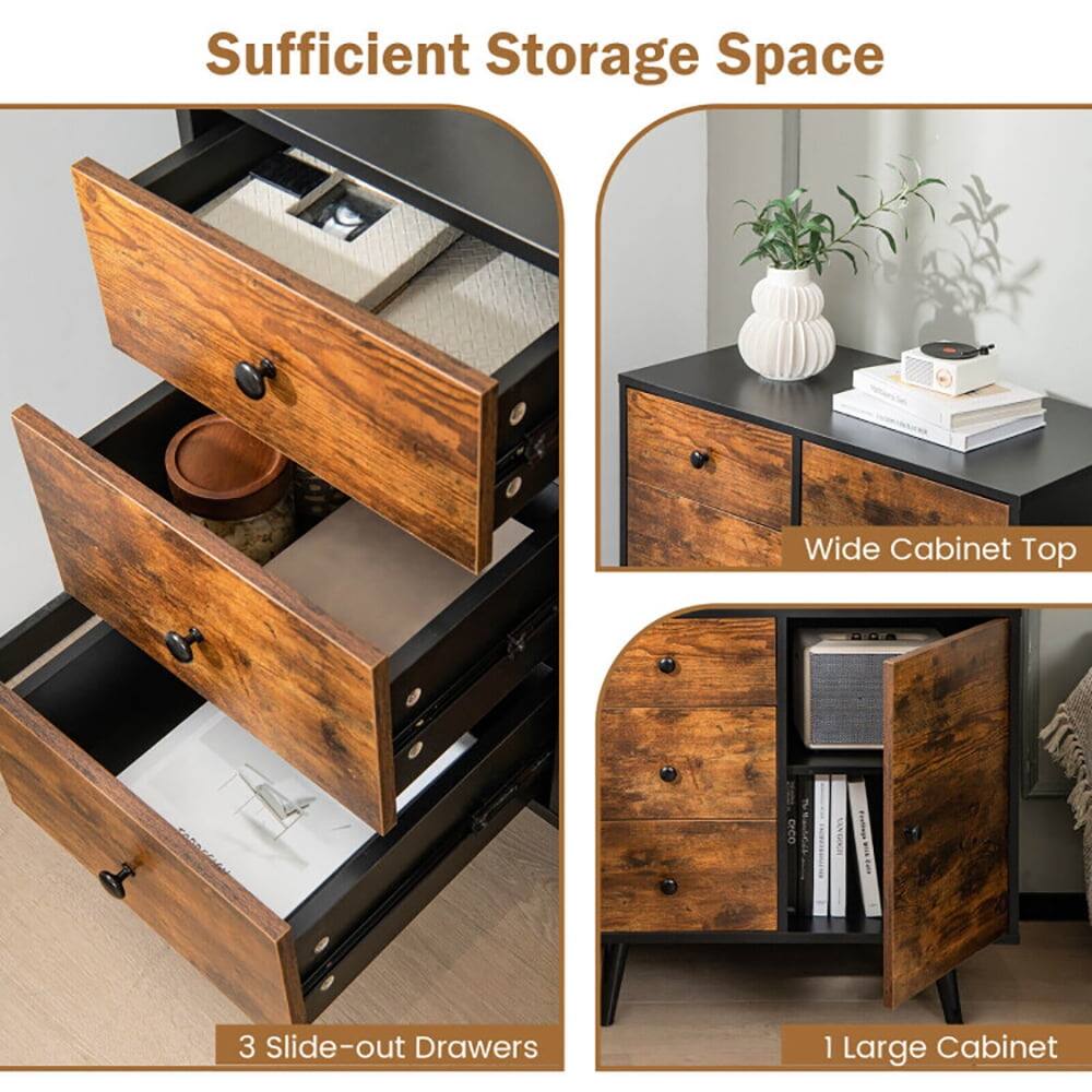 Sufficient Storage Space

Wide Cabinet Top

3 Slide-out Drawers

1 Large Cabinet
