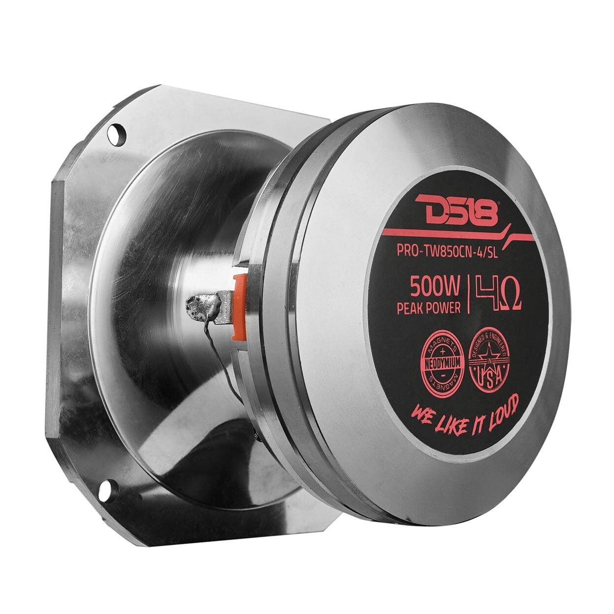 D518 PRO-TW850CN-4/SL  
500W 4Ω PEAK POWER  
NEODYMIUM  
DESIGNED IN USA  
WE LIKE IT LOUD