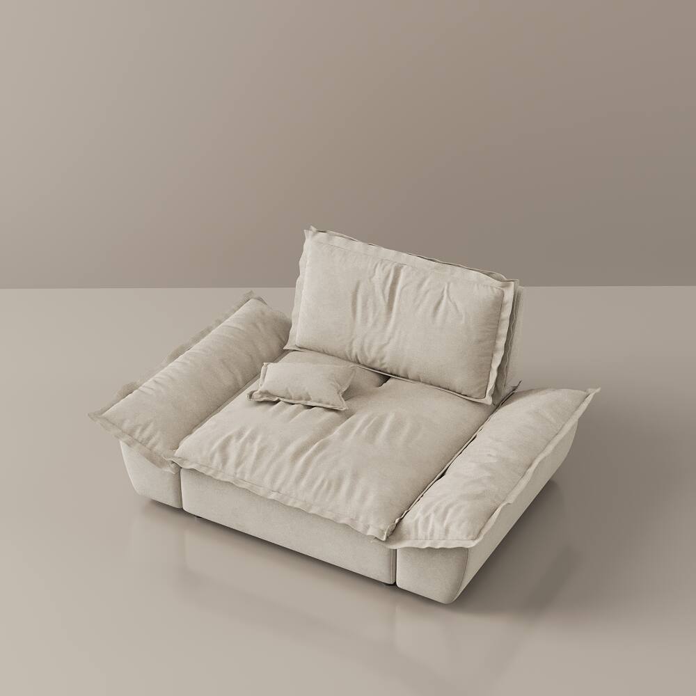 Alt View 8. POVISON - 63.39" Modern Beige Pet-Friendly Single Sofa Chair with Adjustable Backrest - Beige Suede Fabric.