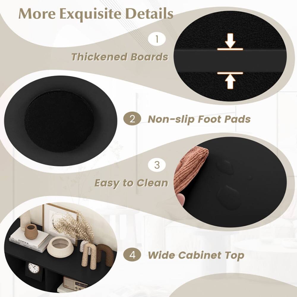 More Exquisite Details  
1. Thickened Boards  
2. Non-slip Foot Pads  
3. Easy to Clean  
4. Wide Cabinet Top