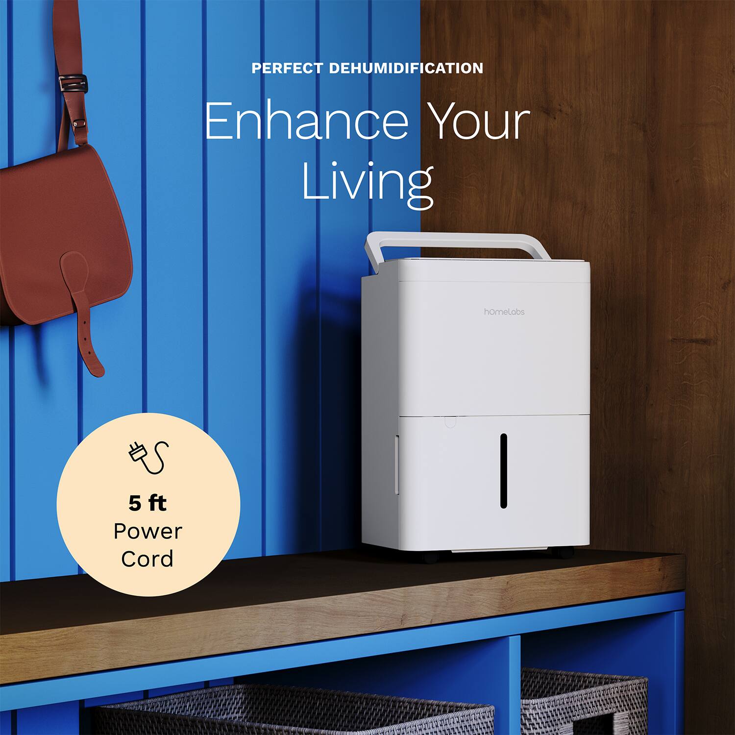 PERFECT DEHUMIDIFICATION, Enhance Your Living, homelabs, 5 ft Power Cord