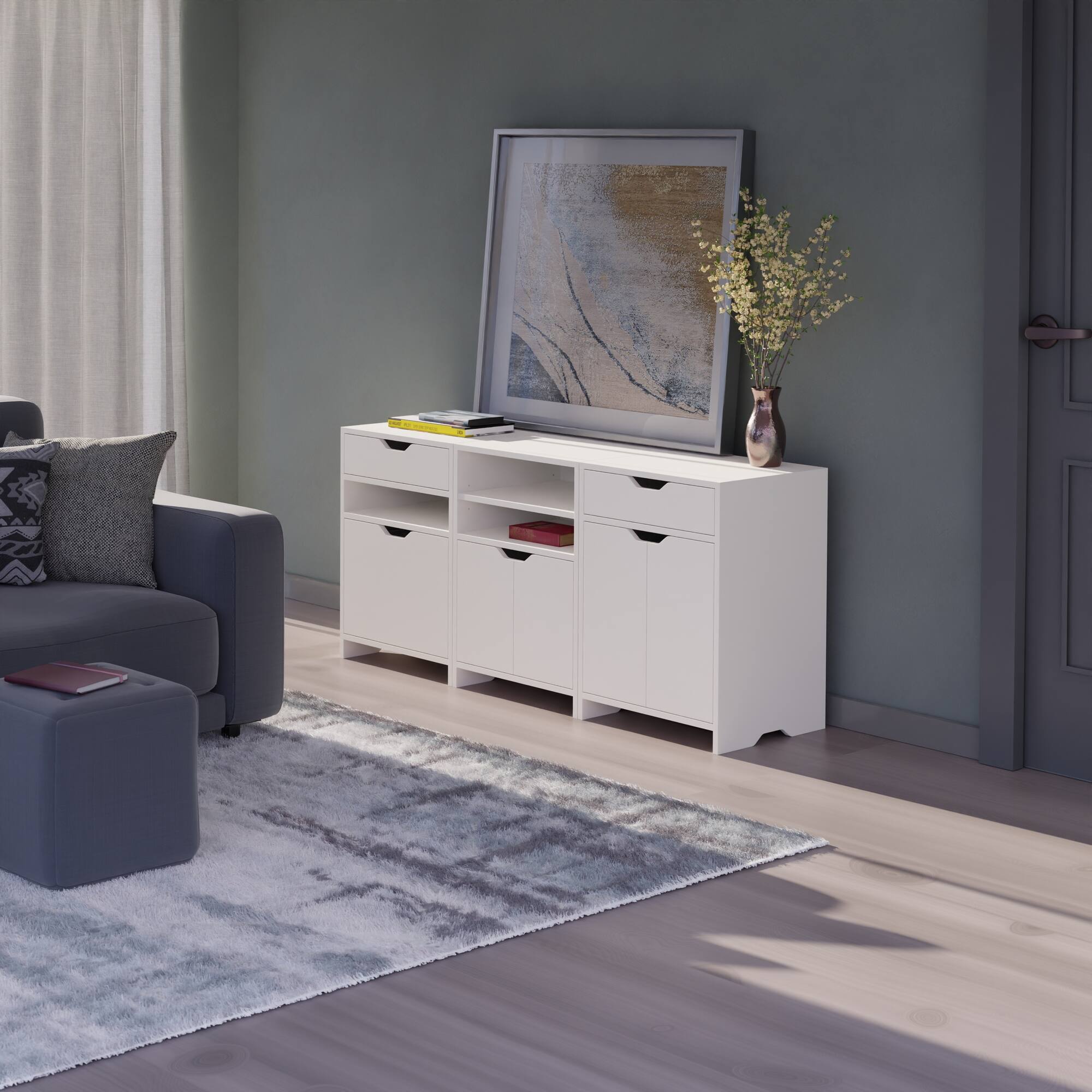 Alt View 8. Winsome Wood - Nova 3-Pc Storage Cabinet Set - White.