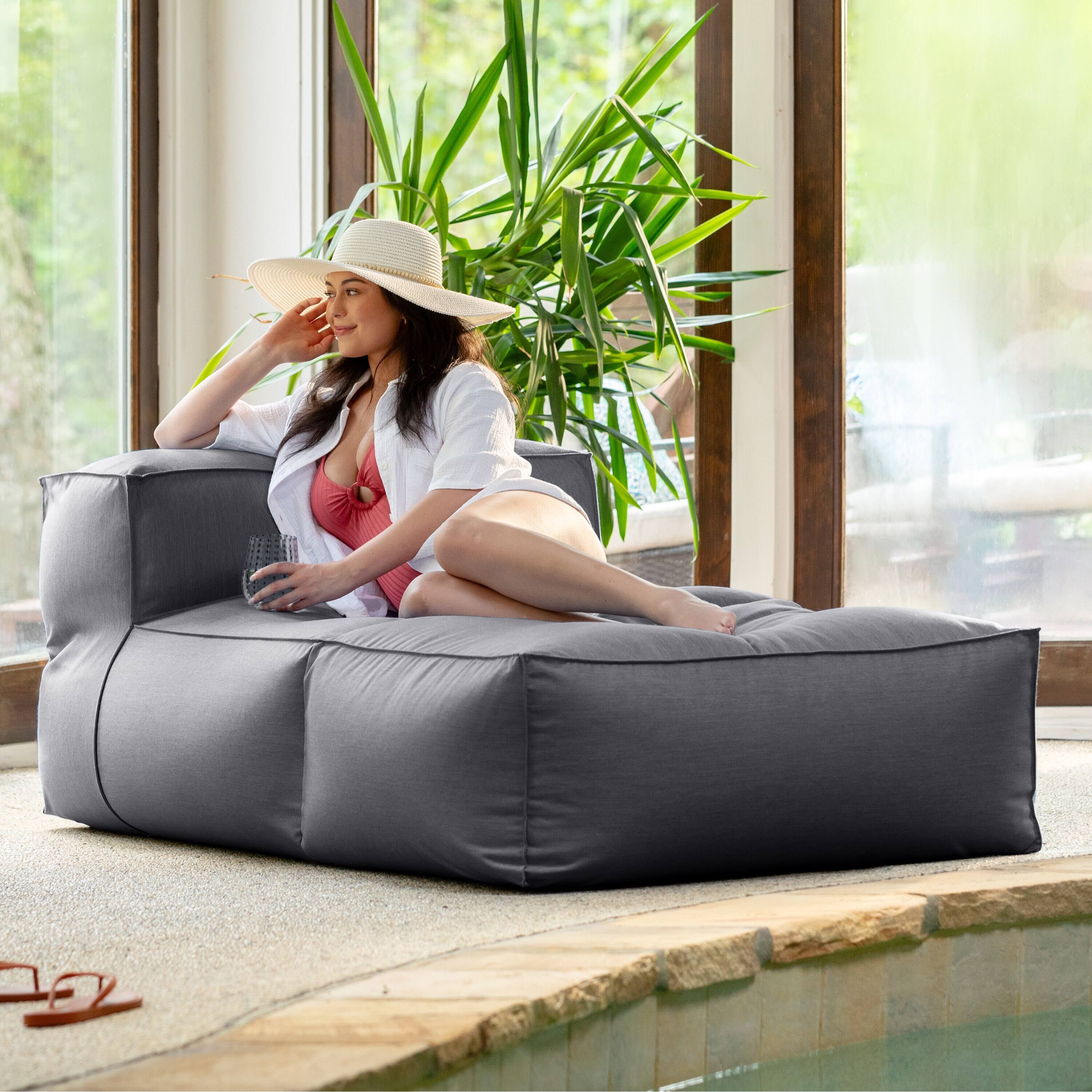 Front. Jaxx - Baya Outdoor Chaise - Luxurious Chaise Sun Lounger for Poolside or Hospitality, Charcoal - Charcoal.