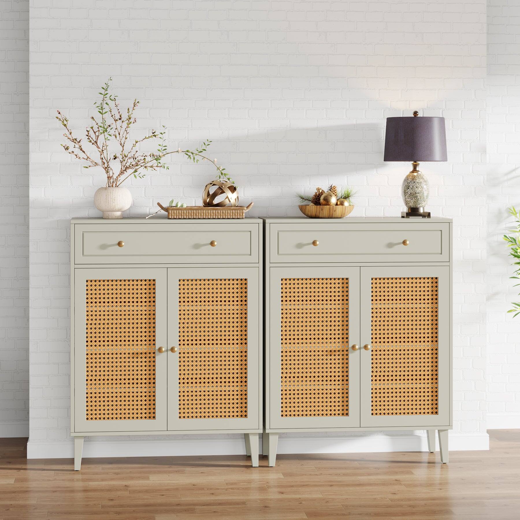 Alt View 1. Tribesigns - Office Storage Cabinet with Storage Drawers, for Everyday Organization in Workspaces and Office Reception Areas - Green.