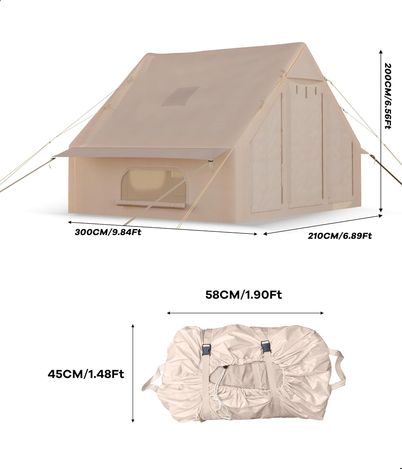 200CM/6.56Ft  
300CM/9.84Ft  
210CM/6.89Ft  
58CM/1.90Ft  
45CM/1.48Ft