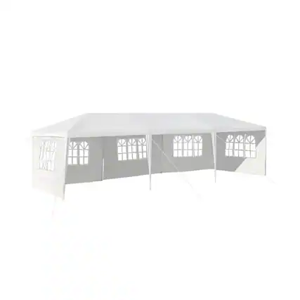 Front. Kadyn - 10 x 30 ft White Event Outdoor Canopies, Removable Sidewalls.