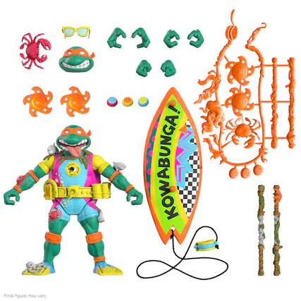 Front. Super7 - ULTIMATES! 7 in Plastic Teenage Mutant Ninja Turtles Action Figure - Sewer Surfer Mike.