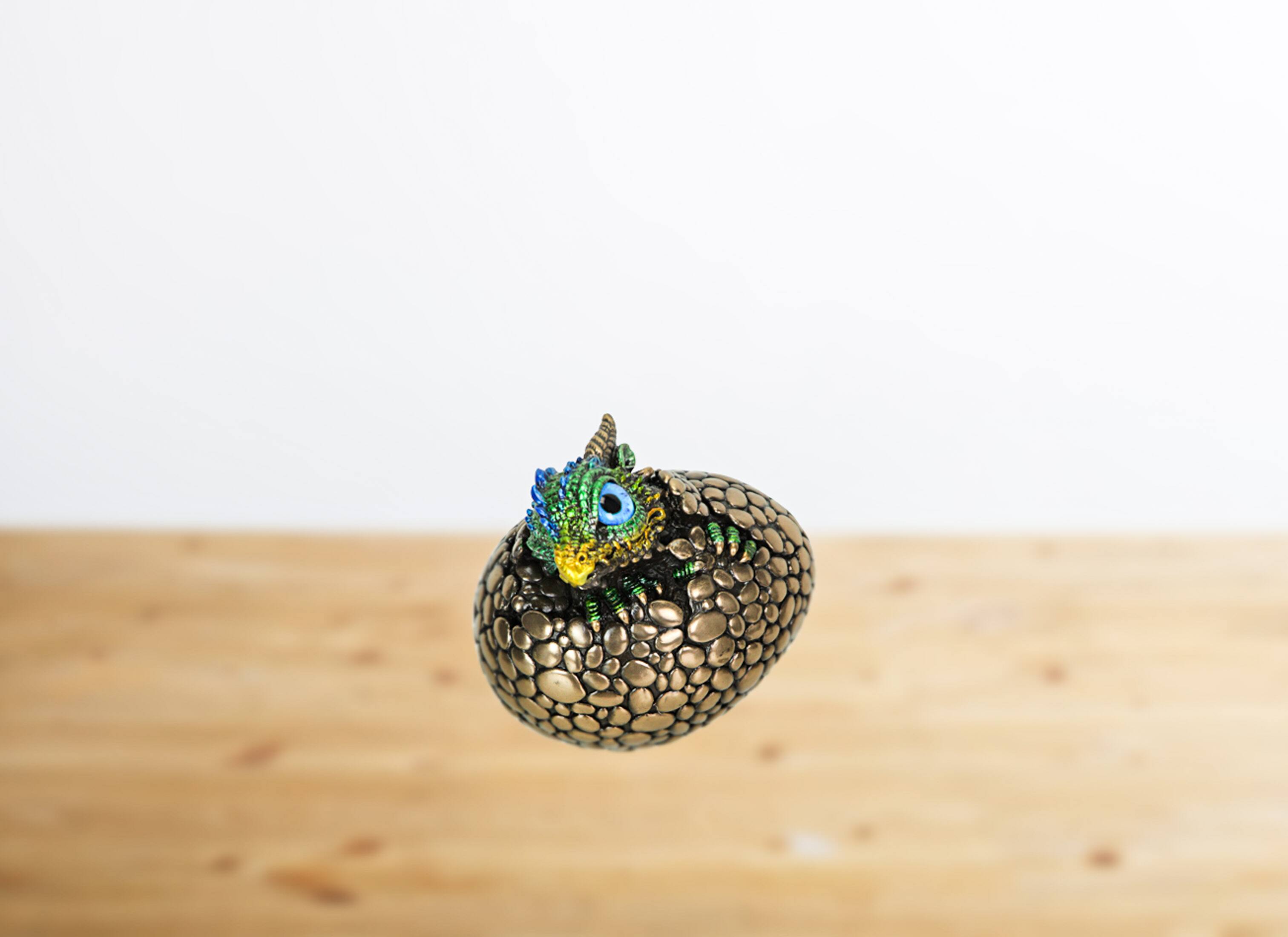 Alt View 4. Veronese Design - Bronze Finish Dragon Hatchling Figurine with Hand Painted Color Accents - Multicolored.