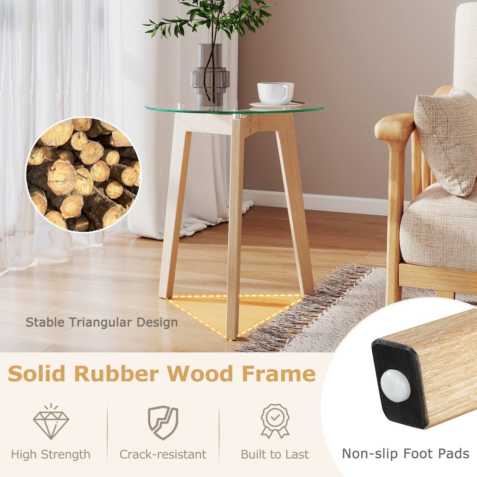 Stable Triangular Design  
Solid Rubber Wood Frame  
High Strength  
Crack-resistant  
Built to Last  
Non-slip Foot Pads