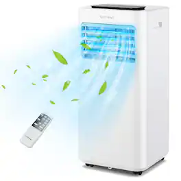 Costway - 6000 BTU Portable Air Conditioner Cools up to 350 sq.ft 3-in-1 AC Unit with Cool Fan Dehum Sleep Mode - White