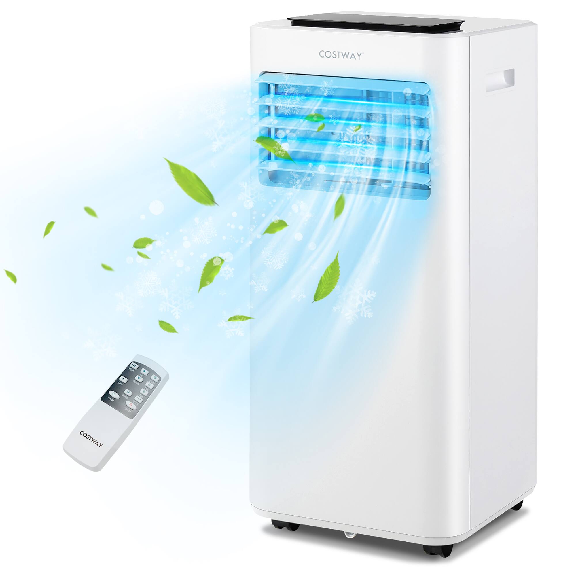 Costway - 6000 BTU Portable Air Conditioner Cools up to 350 sq.ft 3-in-1 AC Unit with Cool Fan Dehum Sleep Mode - White