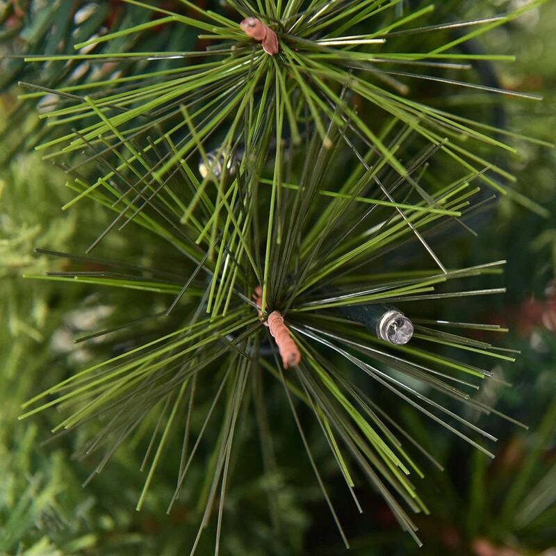 Alt View 2. WELLFOR - 4 ft Pre‑Lit Pre‑Decorated Artificial Christmas Tree with Warm‑White LEDs, Red Berries & Pine Cones - Green.