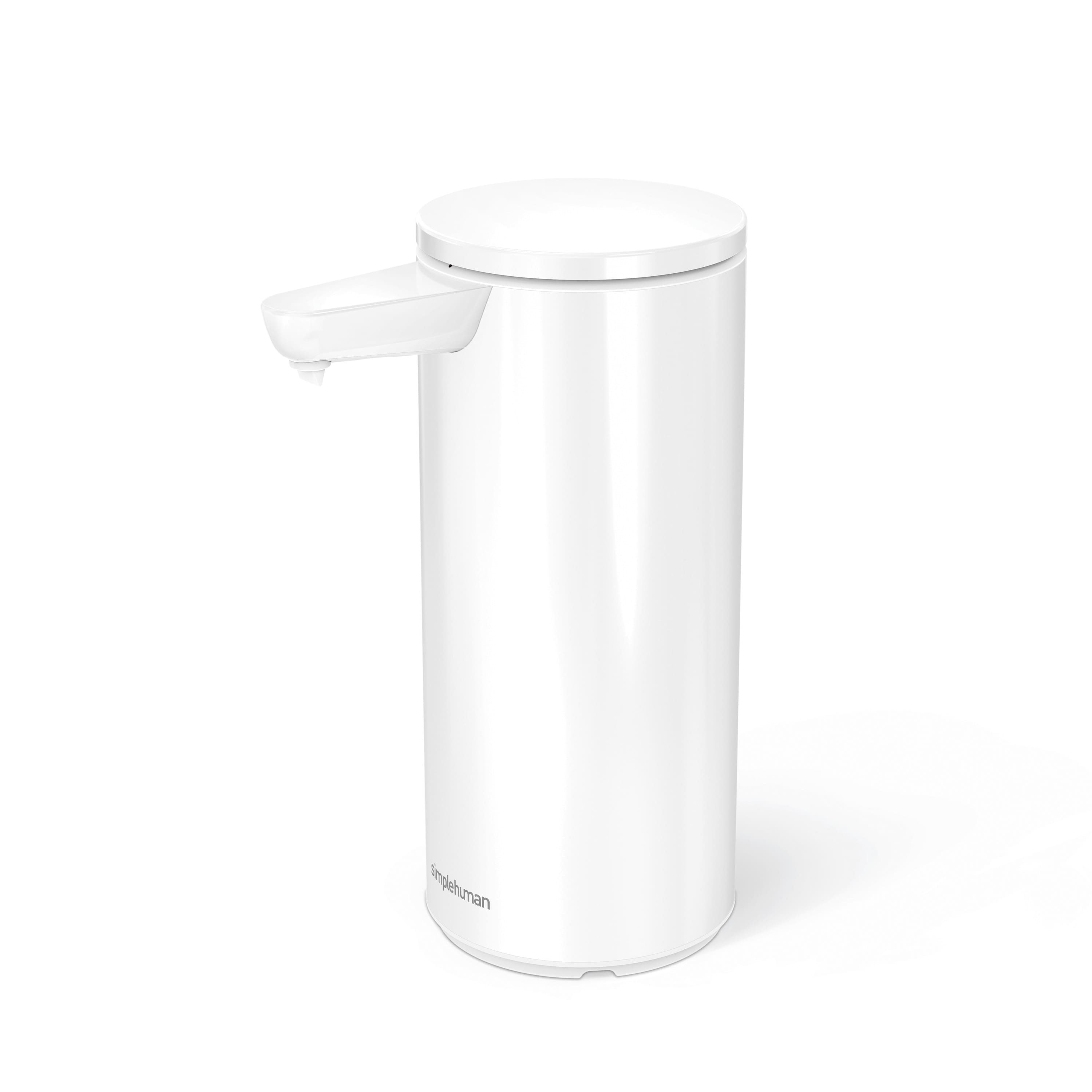 Front. simplehuman - 9 oz. rechargeable liquid sensor pump, high-grade white steel - White.