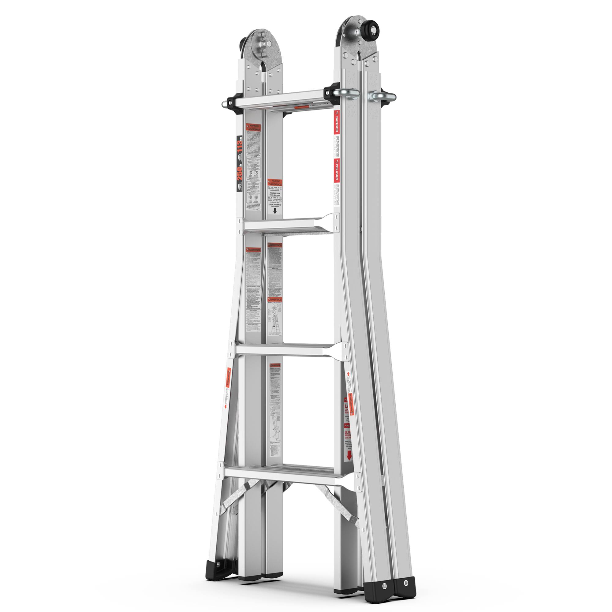 Alt View 4. ELEMENT ACE - 17-Foot Multi-Position Foldable Ladder with A-Frame and Straight Configurations, Heavy-Duty ANSI Certified - Grey.