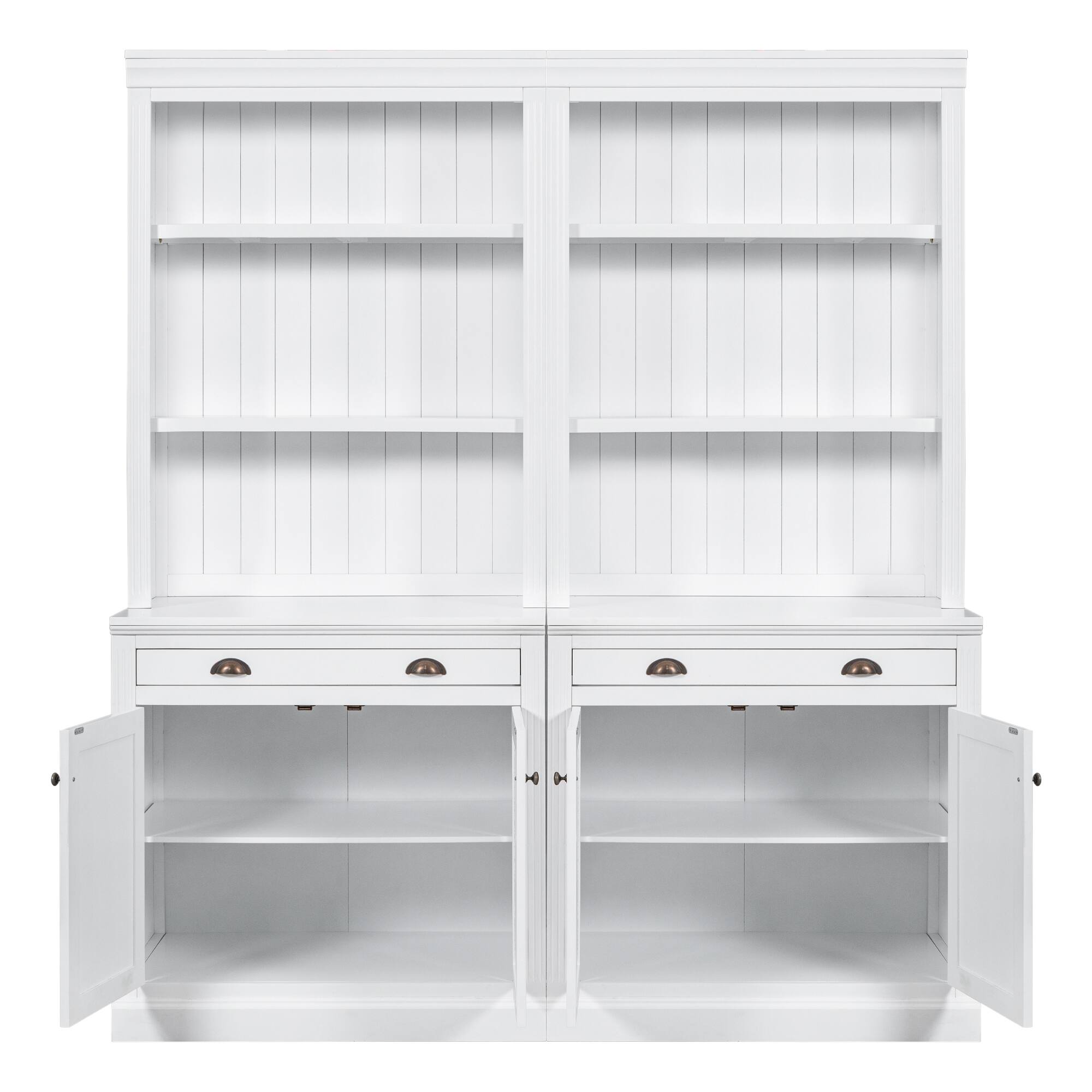 Back. APRILSOUL - 83.4"Tall Bookcase Suite with LED Lighting,Doors and Drawers,2-Piece Set Storage Bookcase with Open Shelves.