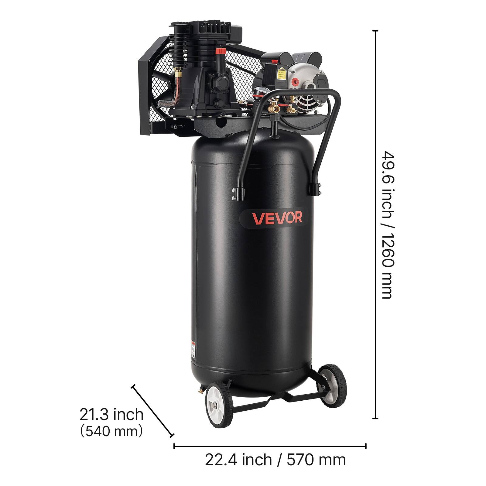 VEVOR

49.6 inch / 1260 mm

21.3 inch (540 mm)

22.4 inch / 570 mm