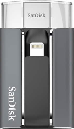 SanDisk - iXpand 128GB USB Type A/Lightning Flash Drive - Gunmetal/Black-Front_Standard 