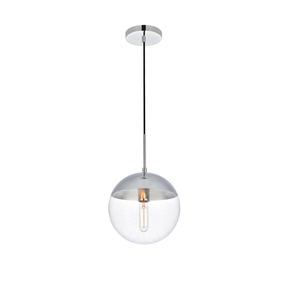Alt View 2. Living District - Eclipse 1 Light Chrome Pendant With Clear Glass - Chrome And Clear.