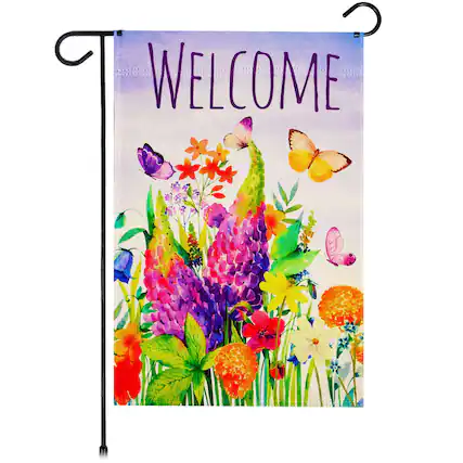 Front. G128 - Spring Floral Butterfly Garden Flag, 12 x 18 in. - Multicolor.