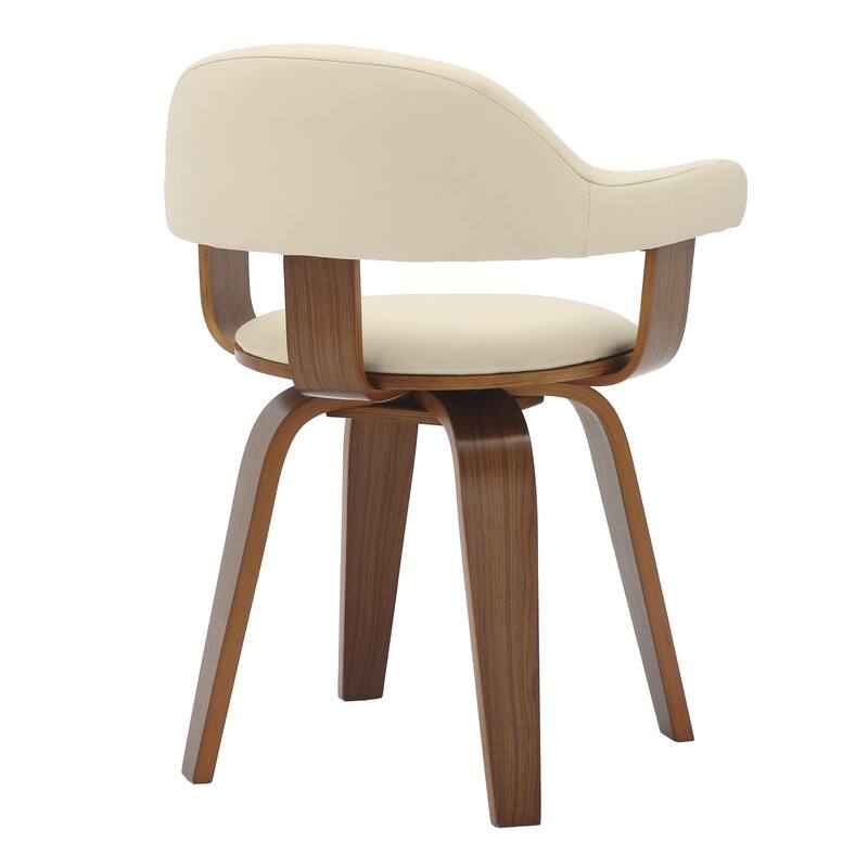 Alt View 5. LeisureMod - Brivo Modern Leather Upholstered Side Dining Chair with Open Back and Swivel for Home Living Room or Office - Cream.