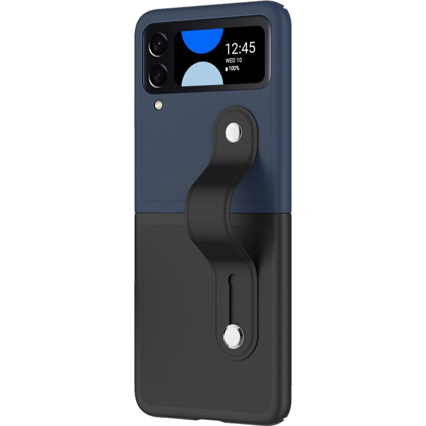 Left. SaharaCase - FingerGrip Series Case with Strap for Samsung Galaxy Z Flip4 - Black/Blue.