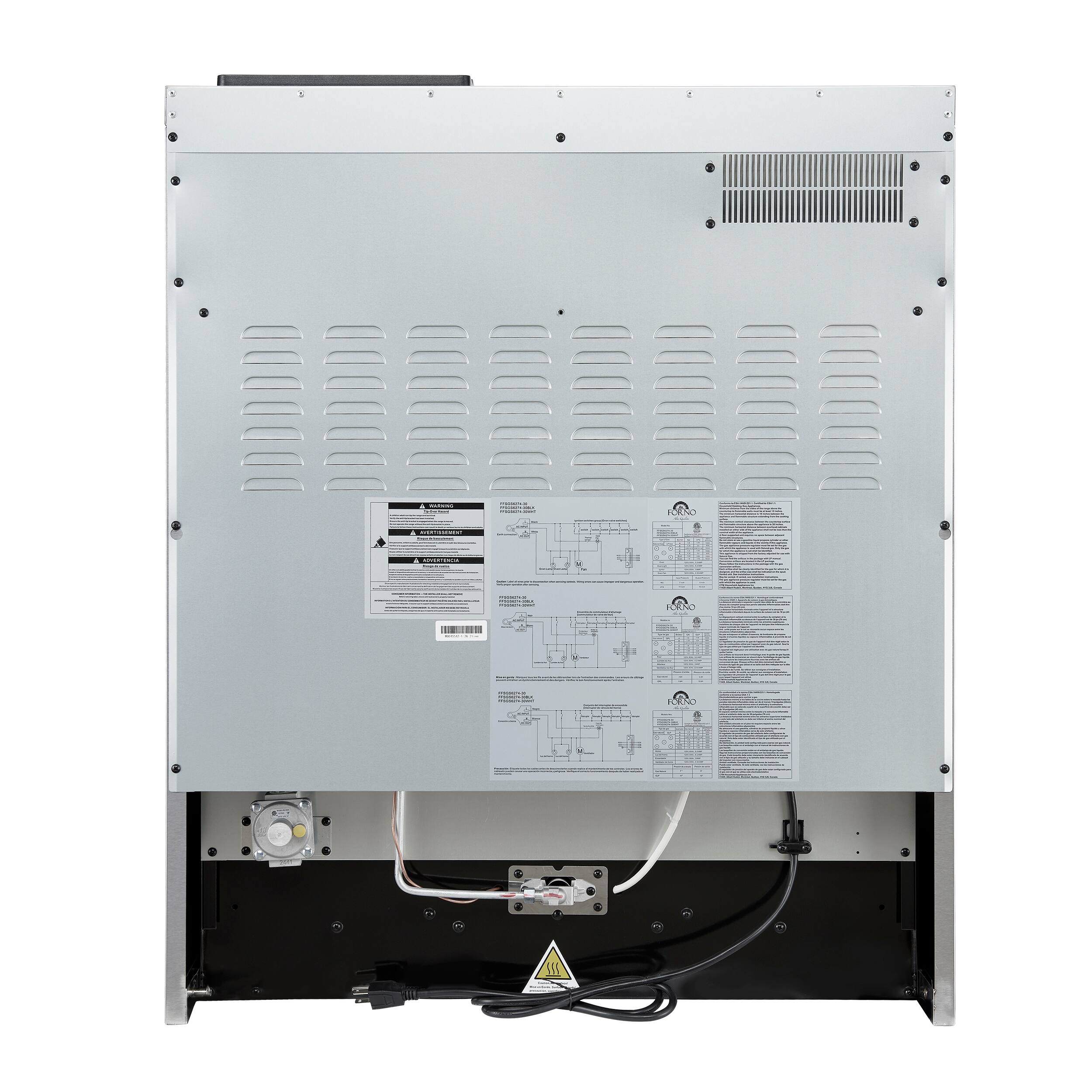 Back. Forno Appliances - Giovanni 4.32 Cu. Ft. Freestanding Gas Convection Range - White.