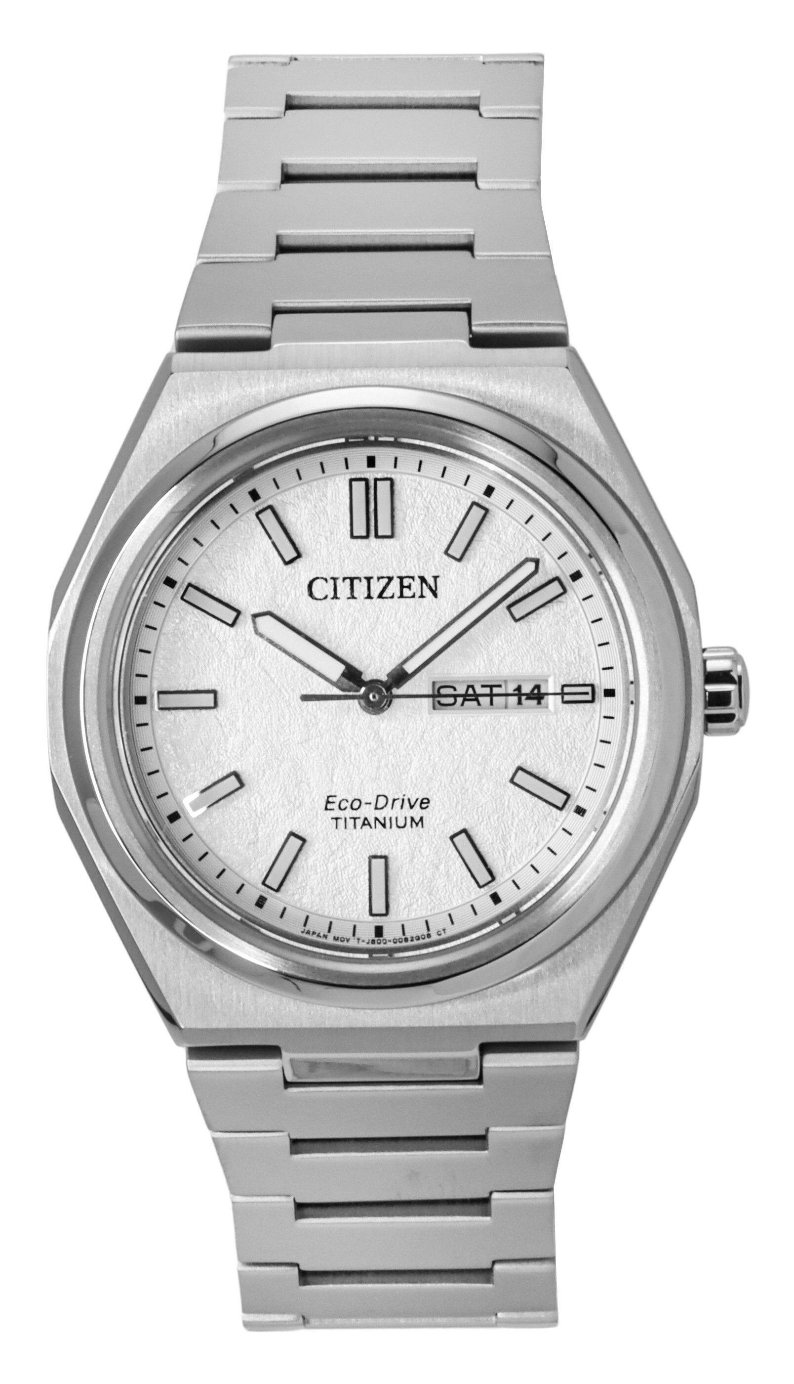 Citizen - Zenshin Super Titanium White Dial Eco-Drive AW0130-85A 100M Men's Watch - Silver, White
