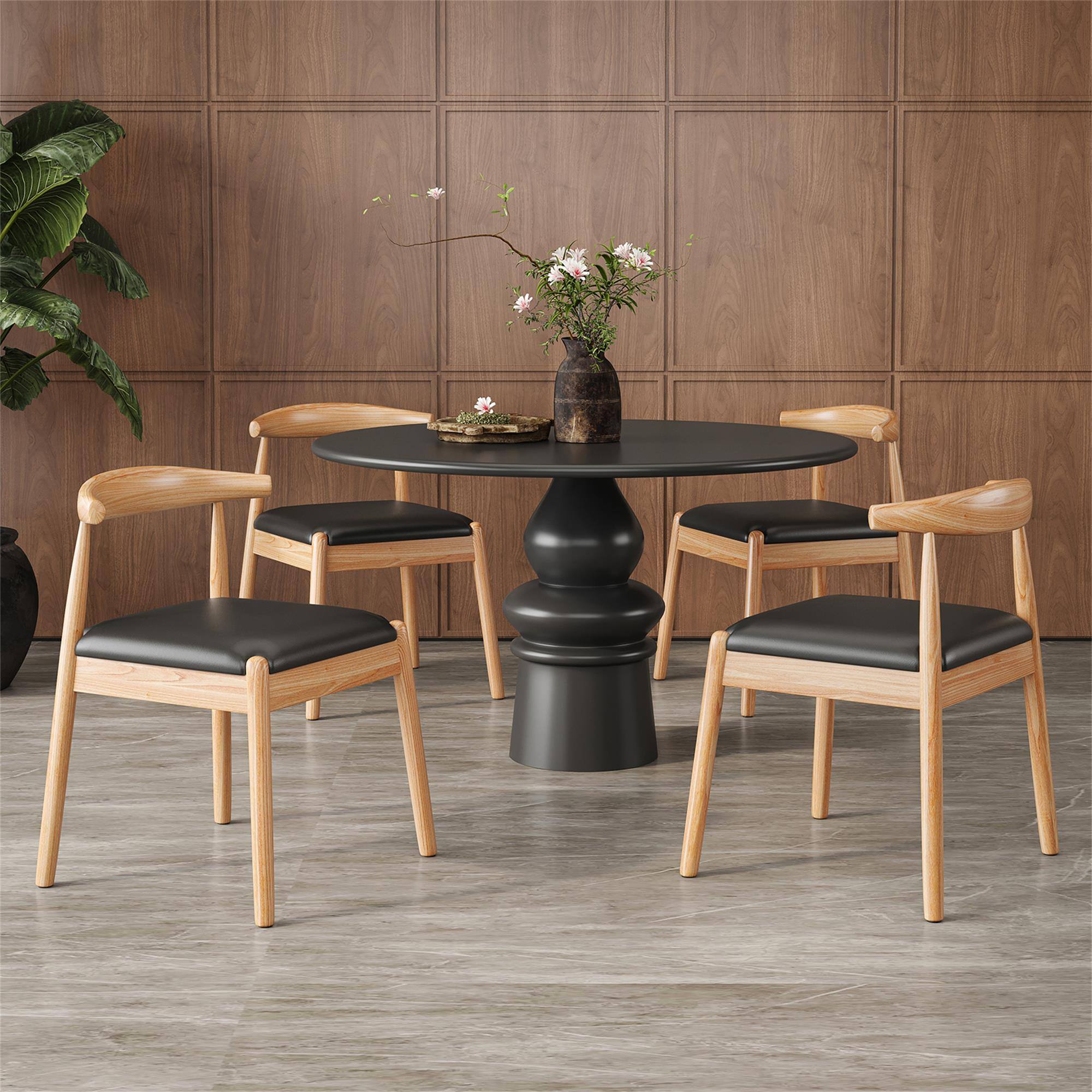 Alt View 4. Boyel Living - Weave Dining Chairs Set of 2 Mid-Century Modern Kitchen Chair with Solid Oak Frame - Wood.