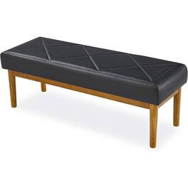 Hivvago - Modern Faux Leather Bench with Wood Legs - Bedroom Entryway Living Room - Black