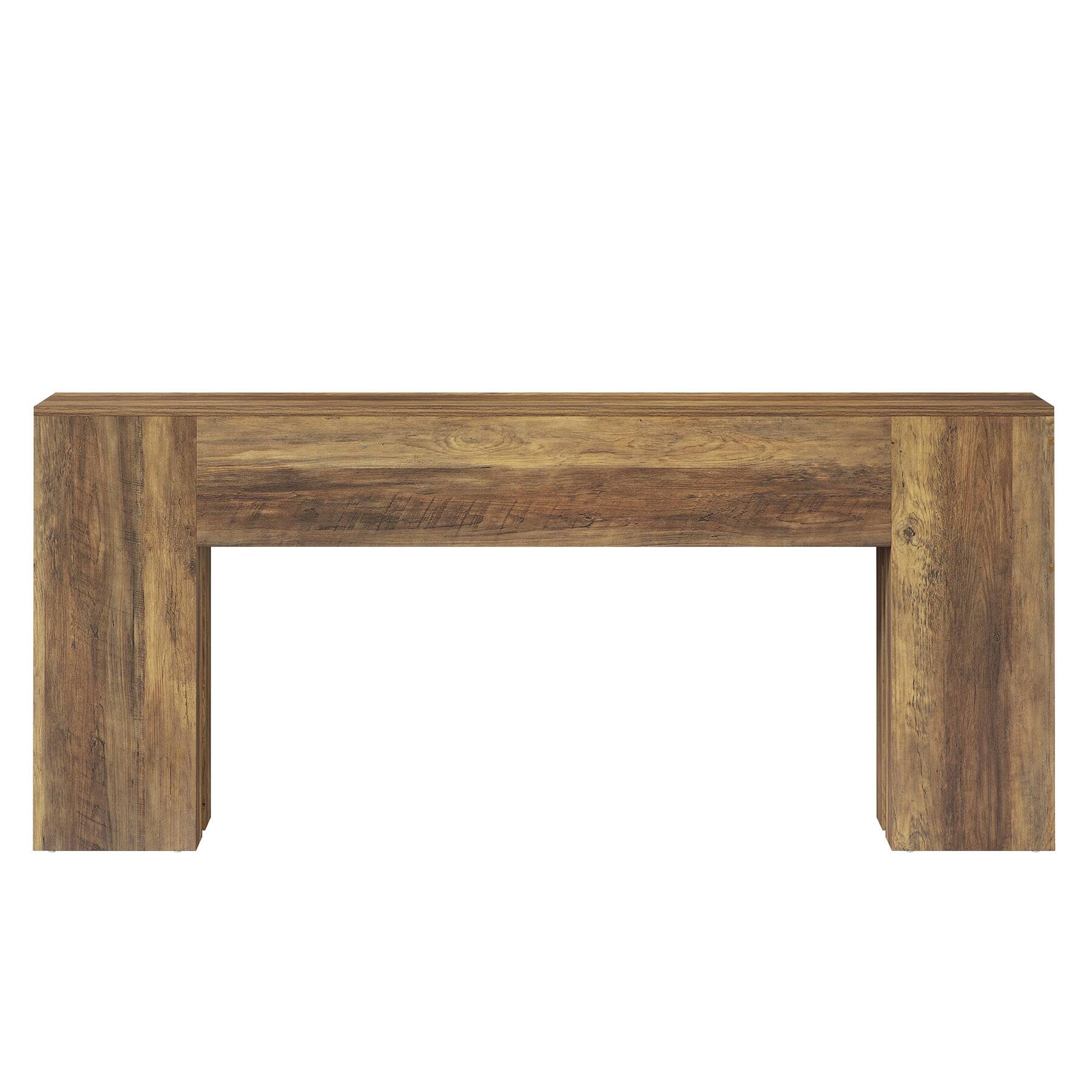 Left. Kadyn - Kadyn Wood Console Table, Entryway Table, Rustic Sofa Table for Entryway， Brown - Brown.
