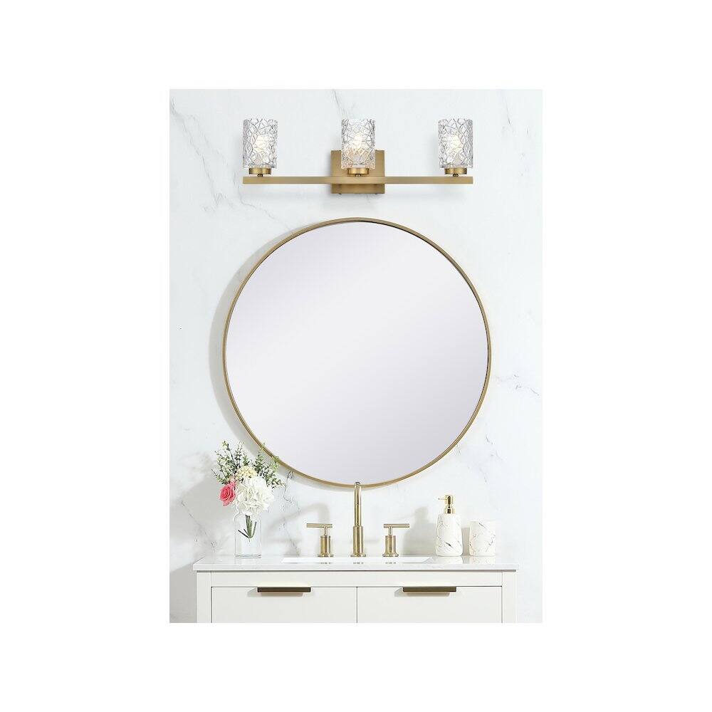 Alt View 4. Living District - Cassie 24 inch Wall Sconce in Satin Gold - Satin Gold And Clear.
