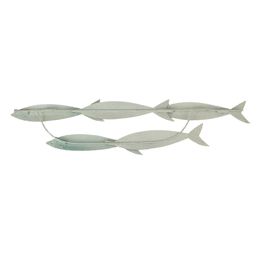 Alt View 6. Zeckos - Metal School of Fish Wall Decor Sculpture – Blue Nautical Beach Home Wall Art  - 34 by 7.25 Inches - Multicolored.