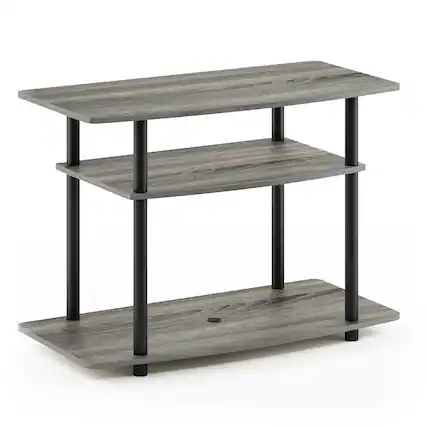 Front. Furinno - Turn-N-Tube No Tools 3-Tier TV Stands - French Oak/Black.
