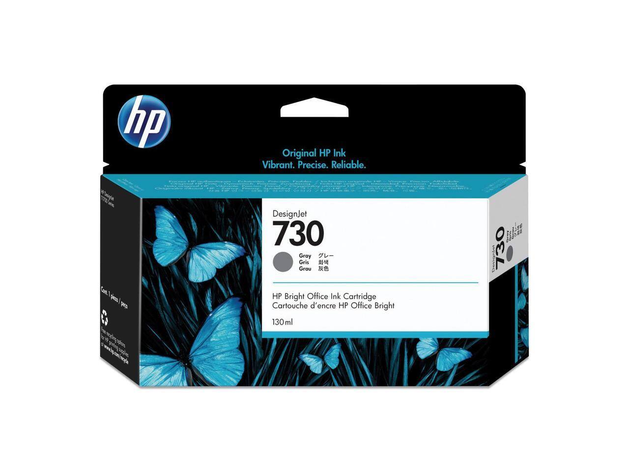 hp Original HP Ink Vibrant. Precise. Reliable.  
DesignJet 730  
Gray  
Gris  
Grau  
HP Bright Office Ink Cartridge  
Cartouche d'encre HP Office Bright  
130 ml