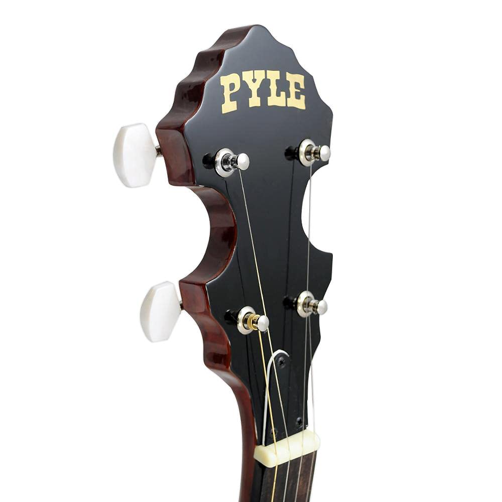 Left. Pyle - Pyle 5-String Tunable Banjo, White Jade Pegs, Rosewood Fretboard, Maplewood Bridge - PBJ60.