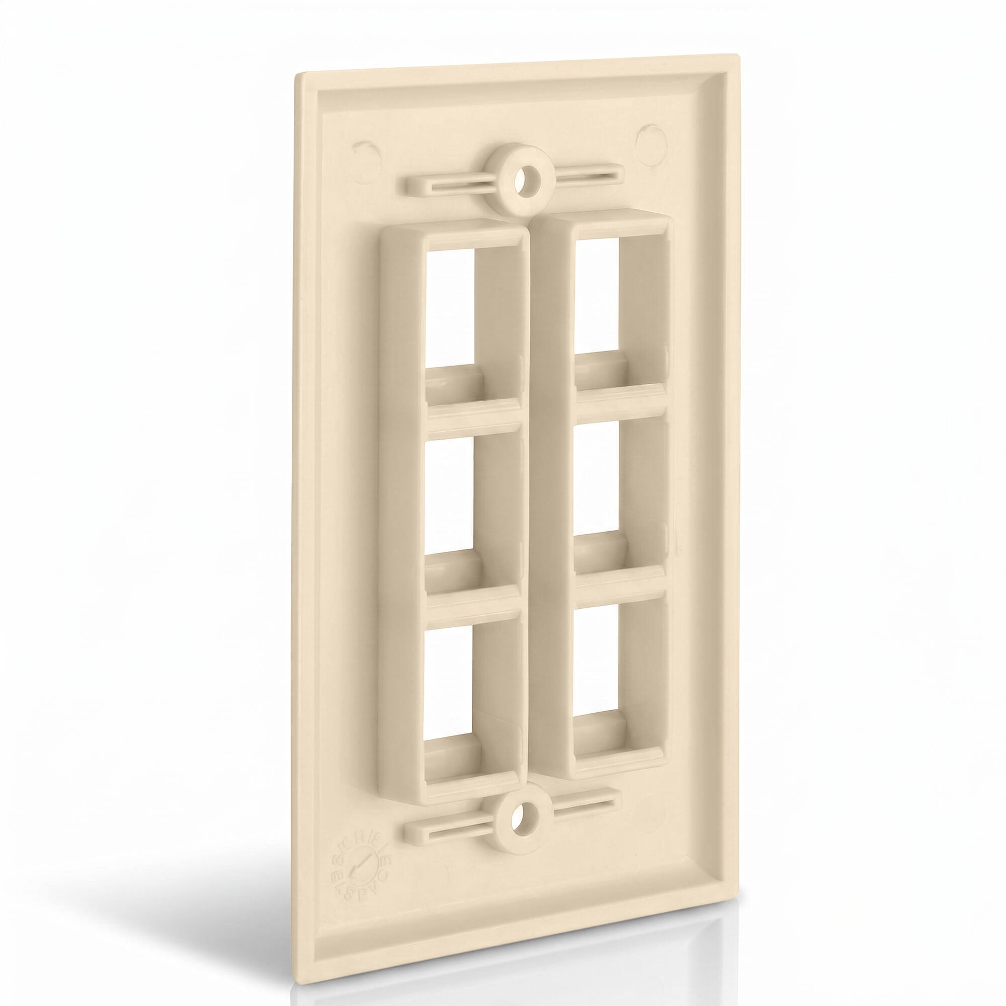 Angle. Cmple.com - Cmple - Keystone Wall Plate Cover Ethernet Wall Plates for Modular Inserts, RJ45 Keystone Jack - 6 Port - Ivory - Ivory.