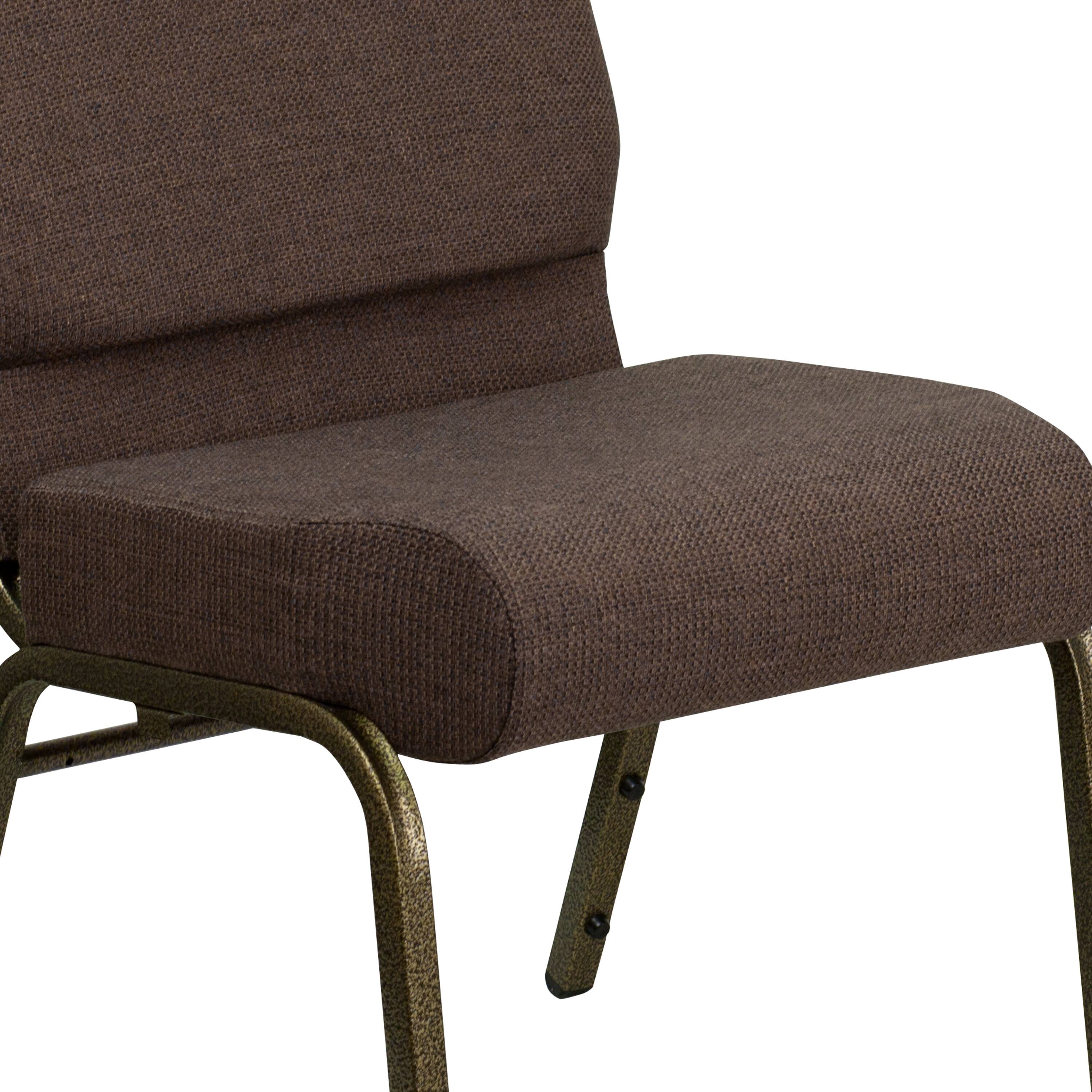 Alt View 9. Emma + Oliver - Stacking Auditorium Chair with 21" Seat - Brown Fabric/Gold Vein Frame.