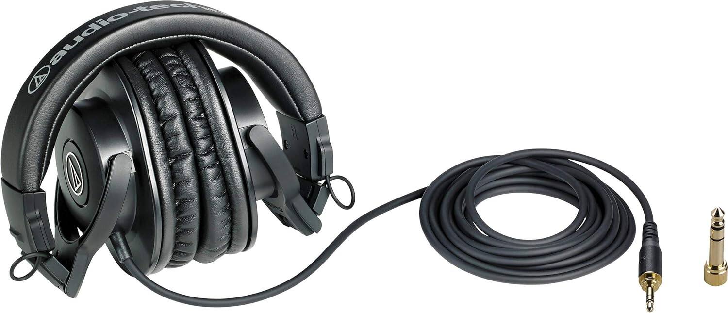 Alt View 4. Audio-Technica - Audio-Technica ATH-M30x Professional Studio Monitor Headphones, Headphone stand.