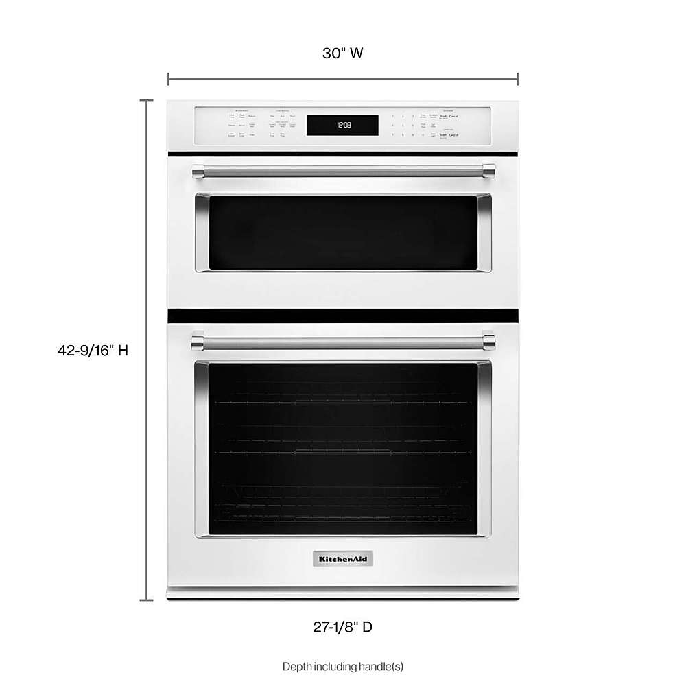Alt View 12. KitchenAid - 30" Single Electric Convection Wall Oven with Built-In Microwave - White.
