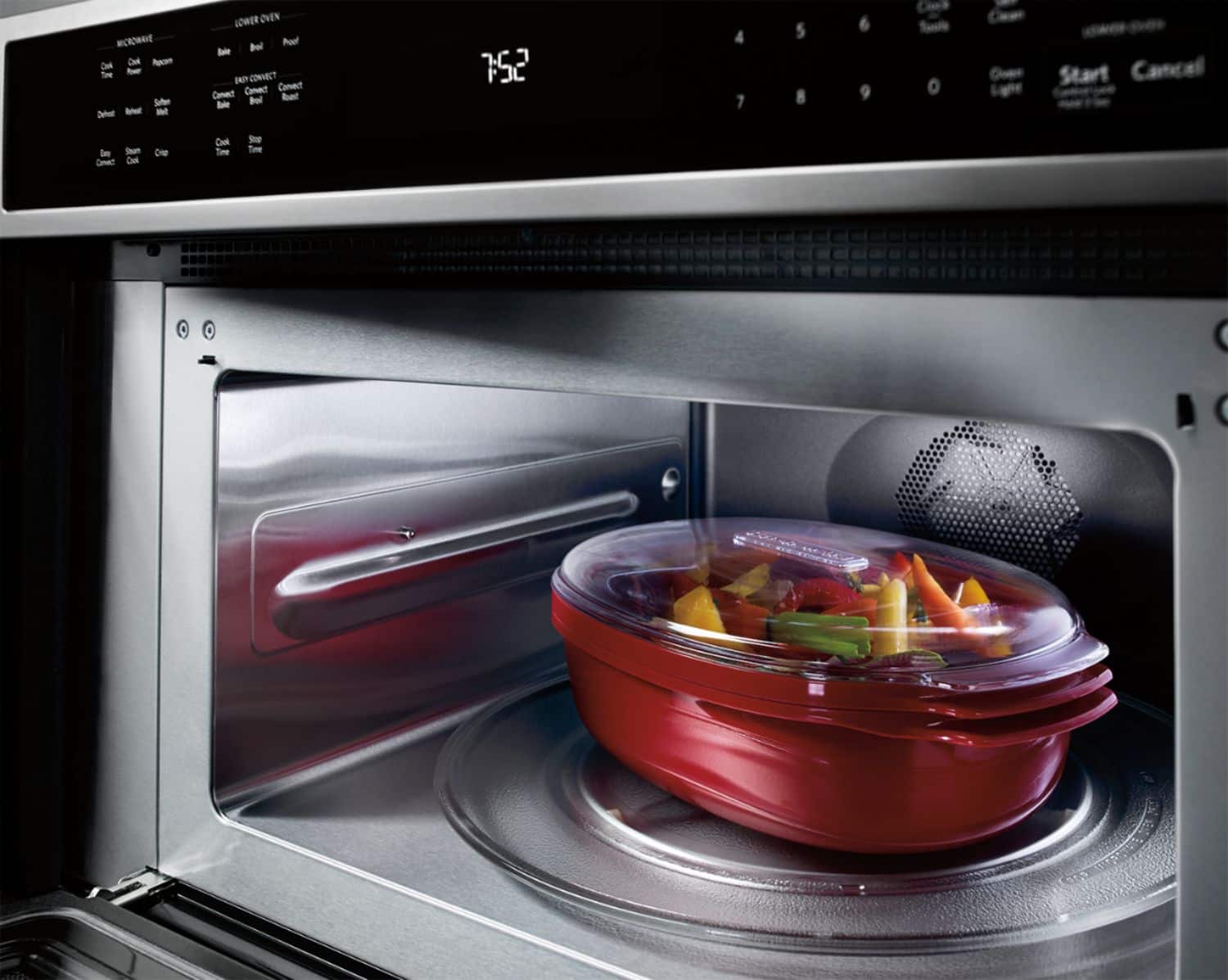 Alt View 2. KitchenAid - 30" Single Electric Convection Wall Oven with Built-In Microwave - Stainless Steel.