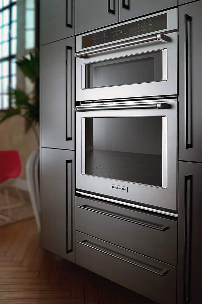 Alt View 11. KitchenAid - 30" Single Electric Convection Wall Oven with Built-In Microwave - Stainless Steel.
