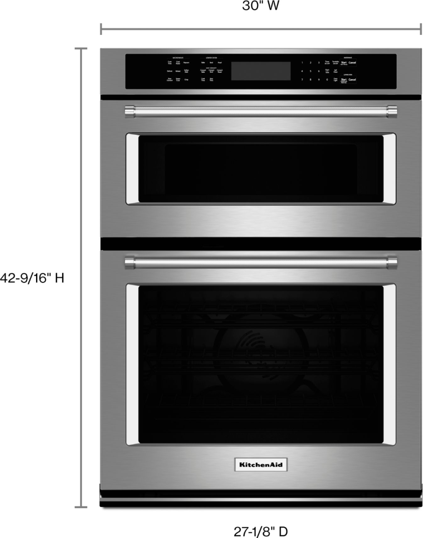spreken onderhoud Cadeau KitchenAid 30" Single Electric Convection Wall Oven with Built-In Microwave  Stainless steel KOCE500ESS - Best Buy
