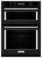 KitchenAid - 27" Single Electric Convection Wall Oven with Built-In Microwave - Black - Front_Zoom
