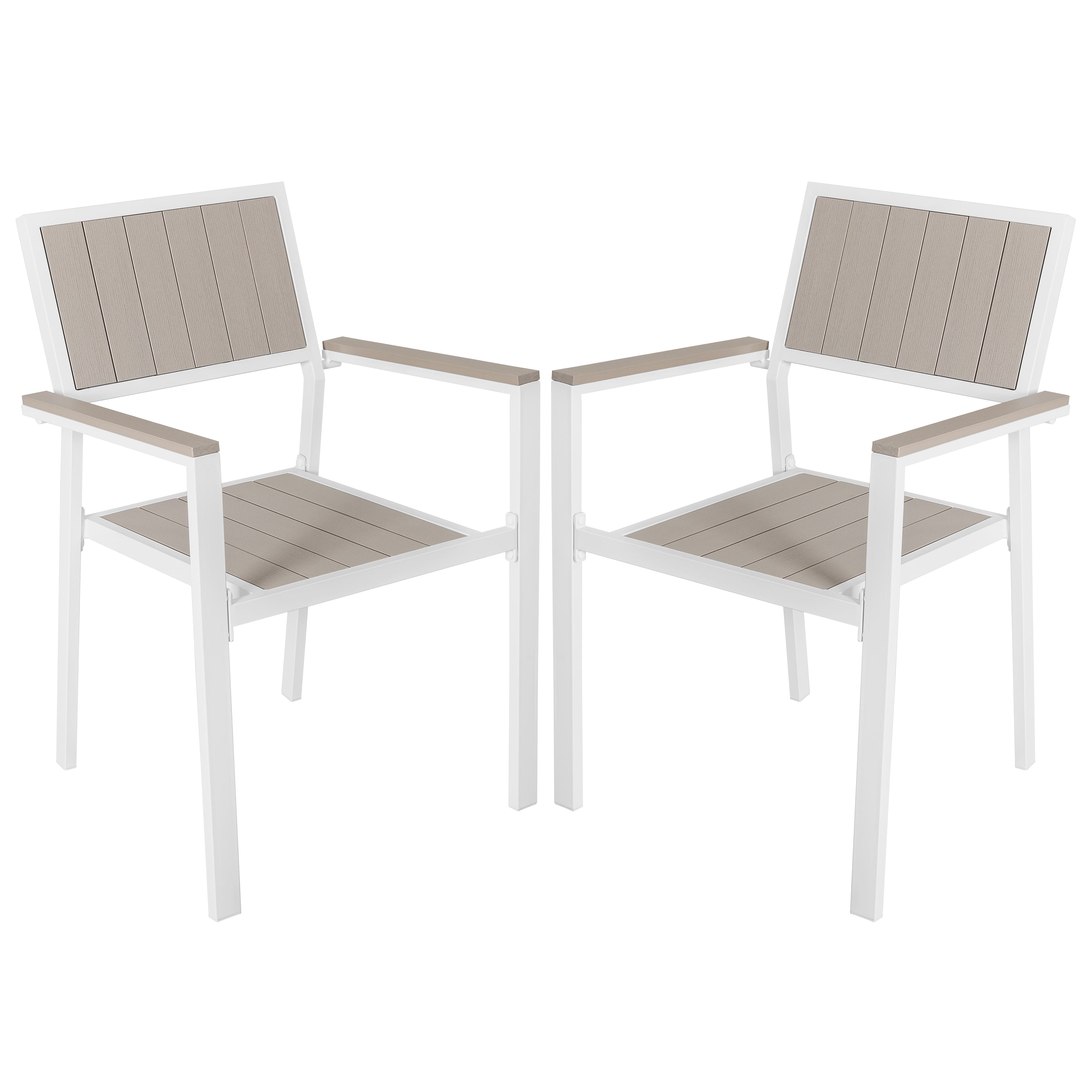 Nuu Garden - Patio 2-Piece Dining Chairs, Outdoor Faux Wood Chairs Stackable Design - light brown